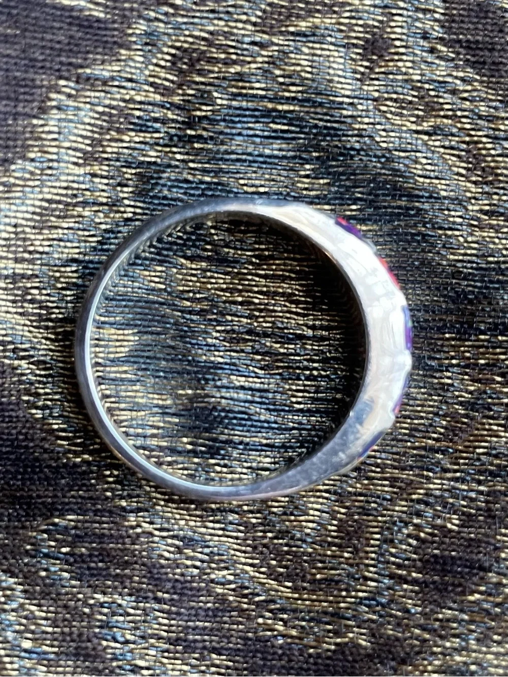 Pink Purple Opal Inlay Vintage Sterling Ring